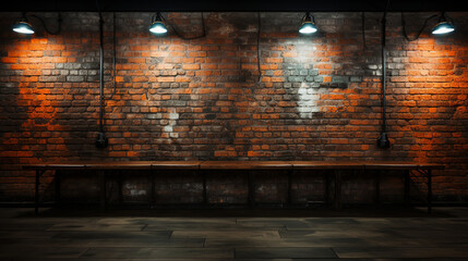 dark room brick wall grunge texture background сreated with Generative Ai - obrazy, fototapety, plakaty