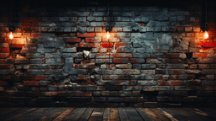 dark room brick wall grunge texture background сreated with Generative Ai