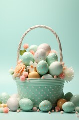 colourful easter basket decoration in circle