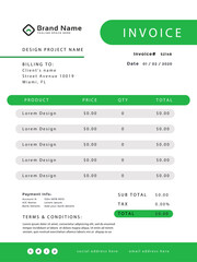Elegant invoice or bill payment receipt template 2 color concept blue and green 