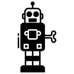 robot toy glyph and line vector illustration
