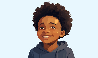 happy black kid close up vector flat isolated vector style illustration