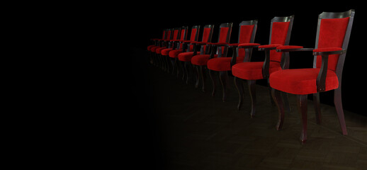 Row of red chairs
