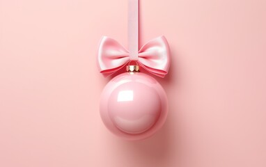 pink christmas hanging ball with ribbon bow