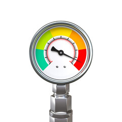Industrial pressure gauge on white background