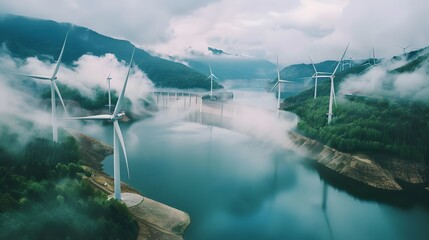 Renewable energy sources include wind turbines, hydroelectric power plants, solar panels, heat pumps and other types of clean energy.