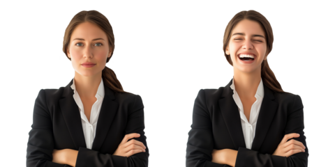 Businesswoman, various expressions, isolated on transparent or white background, png