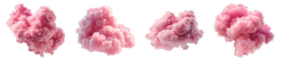 Pink clouds isolated on transparent or white background, png