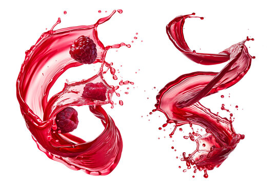 Berry juice swirl splash isolated on transparent or white background, png