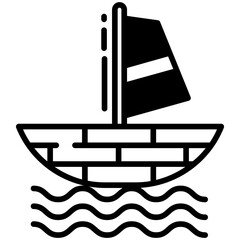 Sailboat glyph and line vector illustration