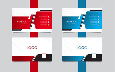 New design, creative business card design, premium modern business design, clean modern professional business card design, name and elegant template with blue and red colors.  
