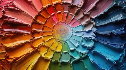 Palette of oil paints in the form of all the colors of the rainbow