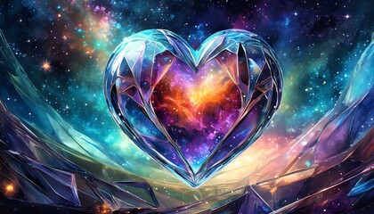 crystal heart in space