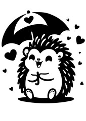 Baby Hedgehog Holding an Umbrella SVG Vector