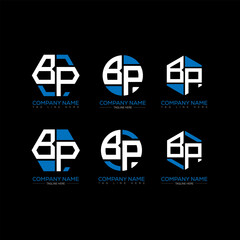 Obraz premium BP letter logo set design.BP monogram polygonal and circle shape vector. BP unique design. 