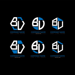 BU letter logo set design.BU monogram polygonal and circle shape vector. BU unique design.
