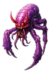 sprite of a weird purple lobster-clawed monster that shoots fireballs from it's claws сreated with Generative Ai - obrazy, fototapety, plakaty