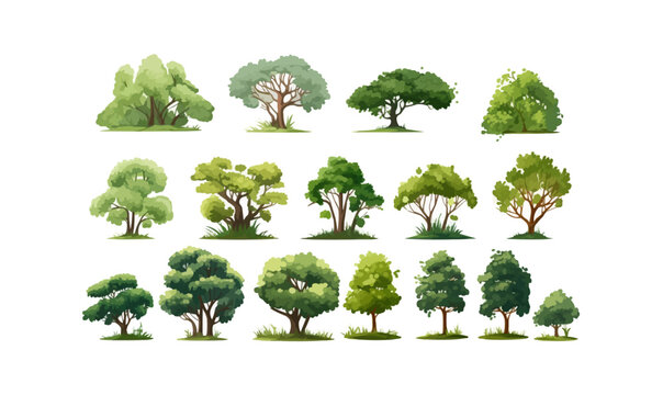 Trees icon set. Vector illustration