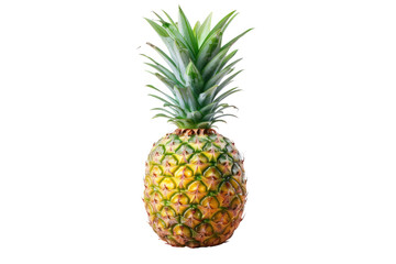 Pineapple fruit. Yellow pineapple isolated on transparent background.