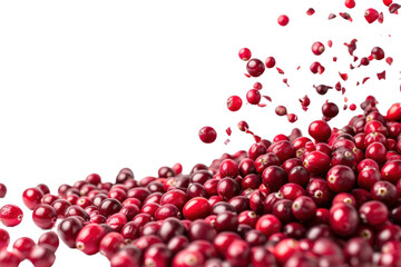 Falling cranberries on isolated background, transparent background.