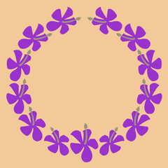 Circled frame made of purple gibiscus.