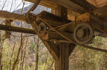 Golobar Telpher Line, an historic lumber cable car in Slovenia. A forest cableway to Golobar...