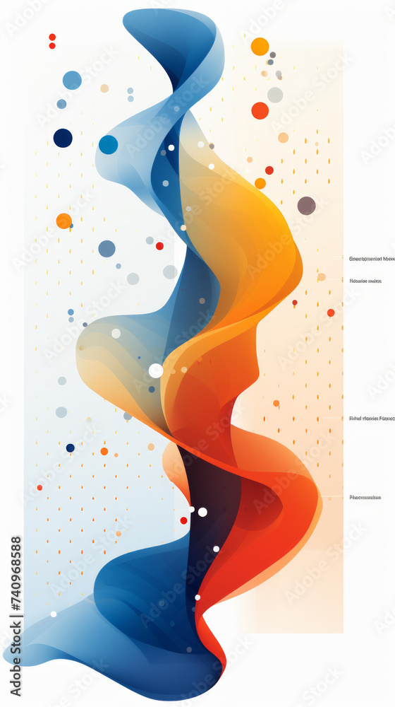 Wall mural abstract colorful helix design with dynamic shapes and dots