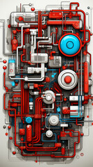 Futuristic Industrial Pipework and Machinery Vector Illustration

