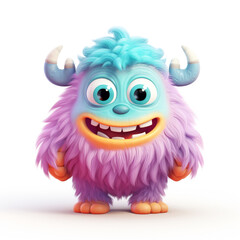 Fototapeta premium funny adorable pastel monster in white background сreated with Generative Ai