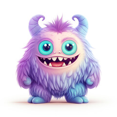funny adorable pastel monster in white background сreated with Generative Ai