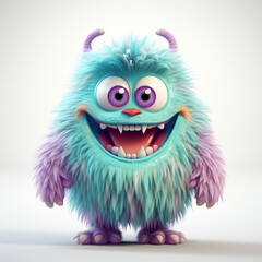 Fototapeta premium funny adorable pastel monster in white background сreated with Generative Ai