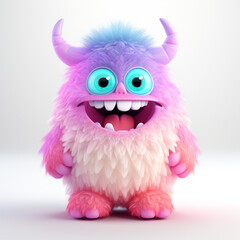 Naklejka premium funny adorable pastel monster in white background сreated with Generative Ai