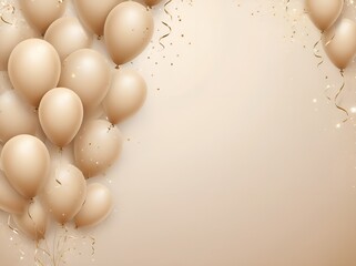 Naklejka na ściany i meble birthday background with bright beige balloons 