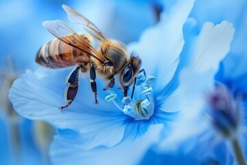 Bee Perched on Blue Flower