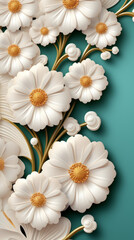 Obraz premium Elegant White Daisy Floral Arrangement on Teal Background