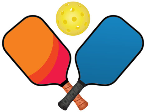 Crossed Pickleball Paddles and Ball Illustration