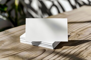 Elegant white business card one wood background
