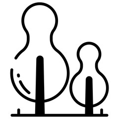 Obraz premium Cypress tree glyph and line vector illustration