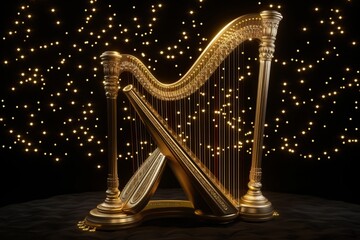 A Golden Harp Resting on a Table