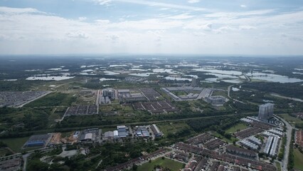 Fototapeta na wymiar Aerial View of The Abandoned Tin Mines of Kampar, Perak Malaysia