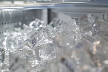 A Bunch of Ice Cubes Inside a Freezer