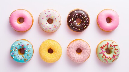Top view of glazed sprinkled donuts