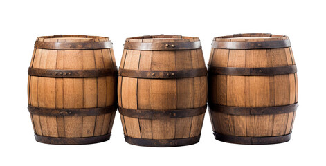 Wooden oak barrels cut out