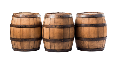 Wooden oak barrels cut out