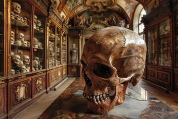 Large Human Skull on Table