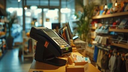 Customer Making a Payment with Credit Card at a Store Checkout,free payment process, in shop