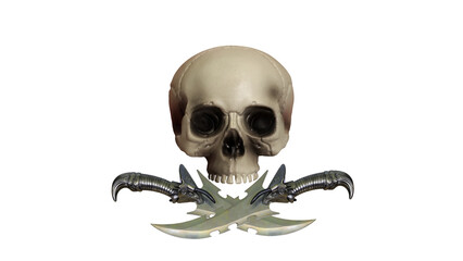 skull and cross knives on transparent background