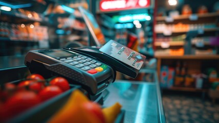Customer Making a Payment with Credit Card at a Store Checkout,free payment process, in shop