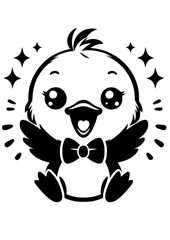 Baby Duck Wearing a Bow Tie SVG Vector