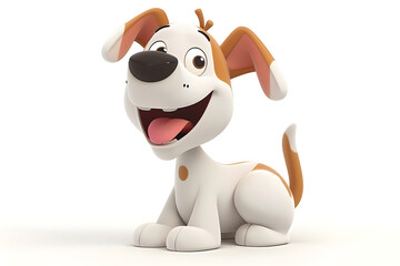 Lustiger Cartoon-Hund: Niedliche Illustration eines fr&ouml;hlichen Hundes f&uuml;r Kinderb&uuml;cher